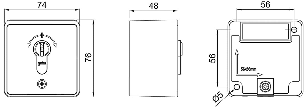geba MSC-APZ 1-2T/1 Aufputz Aluminium Schlüsselschalter Schlüsseltaster mit DIN Profilhalbzylinder 2