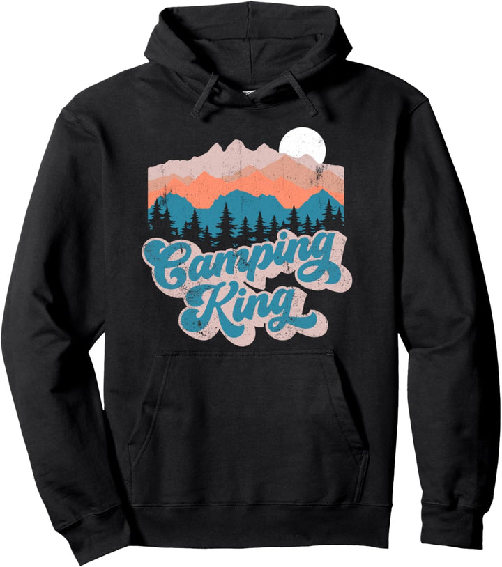Camping King Retro Mountain Outdoor Herren Camping Pullover Hoodie