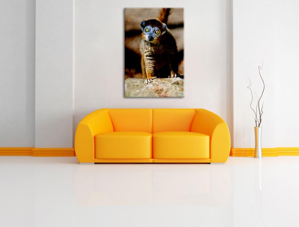 kleiner Sifaka Deluxe Format: 100x70 cm auf Leinwand, XXL riesige Bilder fertig gerahmt mit Keilrahm