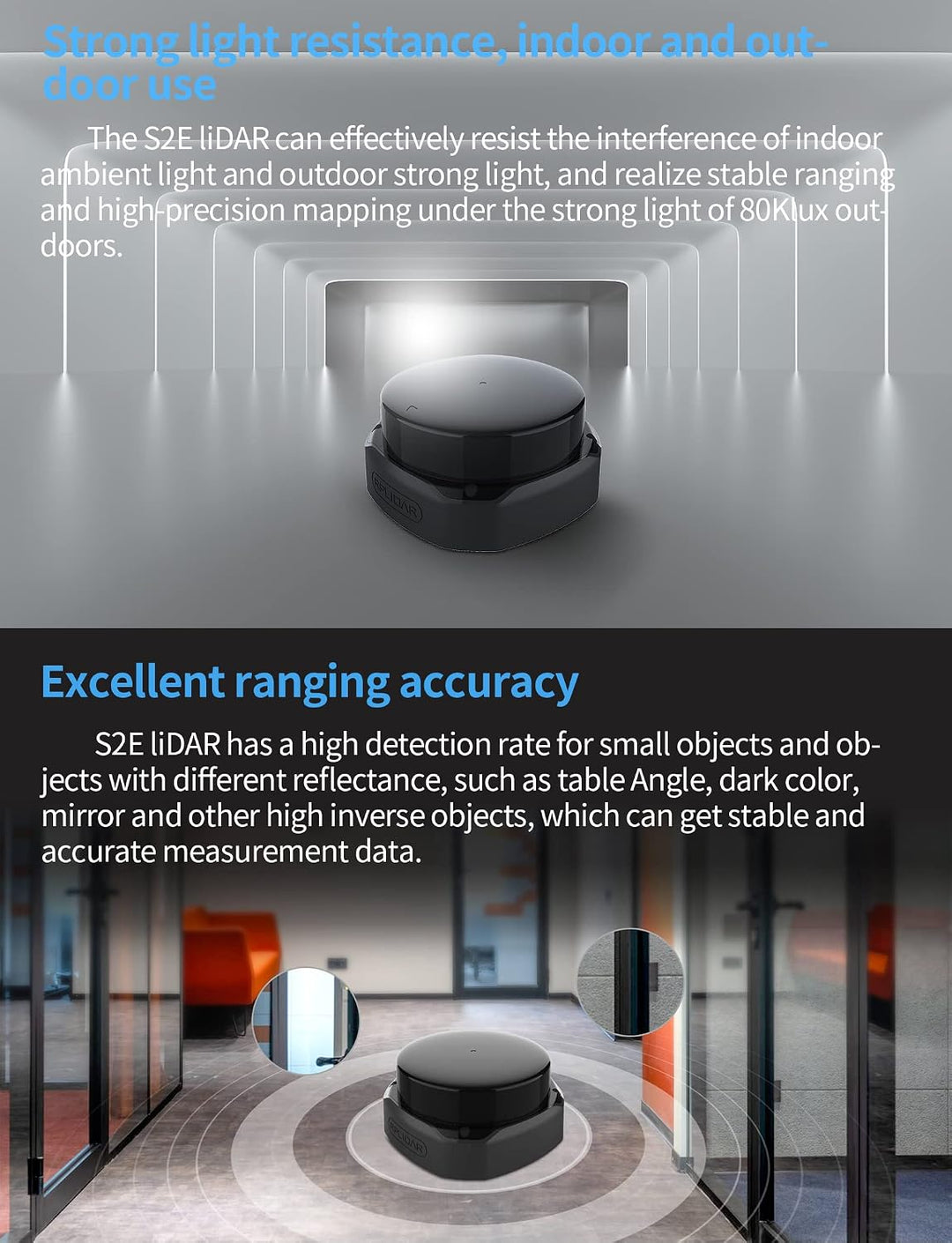 Slamtec RPLIDAR S2E Lidar Sensor 2D 360 Grad 30 Meter Scanradius LIDAR Scanner mit Ethernet UDP Schn