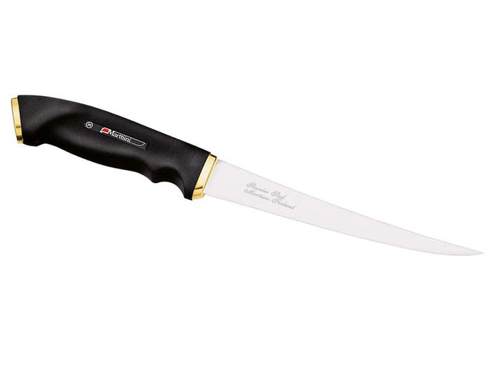 Marttiini Finnisches Filetiermesser, Klinge 15 cm, Kautschuk-Griff, Lederscheide Ohne Gravur, Ohne G