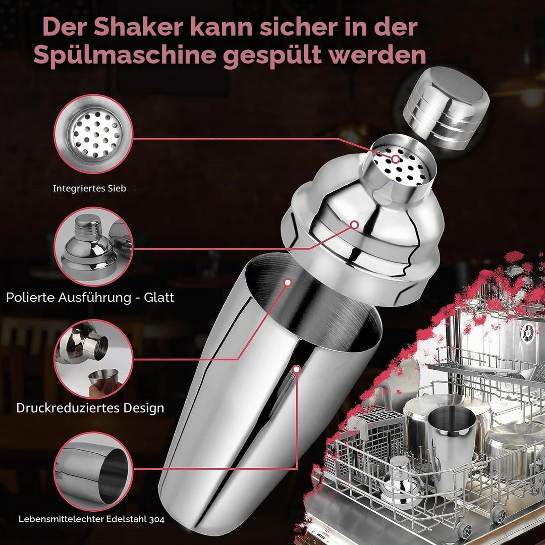 Cocktail Set 750ml Cocktail Shaker,24pcs Bar Zubehör Coctail Mixer Set Barkeepers Friends Jigger,Bos