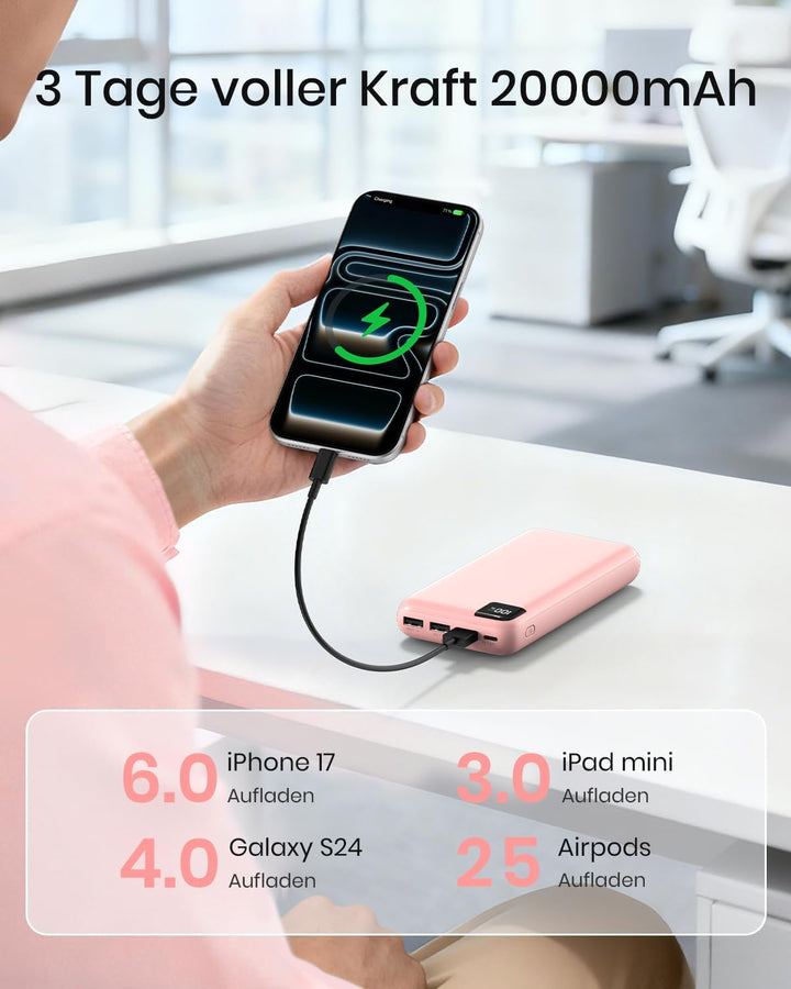 A ADDTOP Power Bank 20000mAh – 22.5W Schnellladefunktion klein Powerbank – Akkupack Externe Handyakk