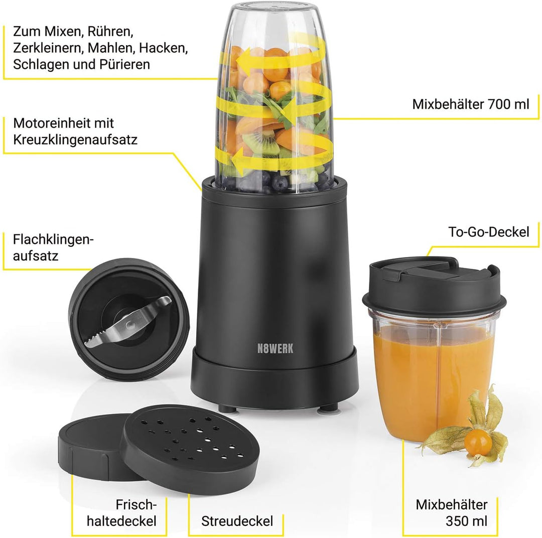Nutrition Mixer in der Midnight Edition | Standmixer für Smoothies und Cocktails, Ice Crush Funktion