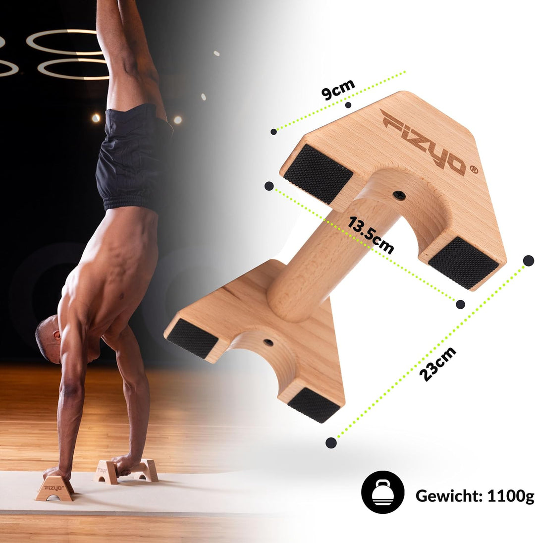 Phyzyo Holz Pumpenhalter, Rutschhemmende Trainingsgleiter, Kalistenische Handläufe aus Holz, 2 Stück