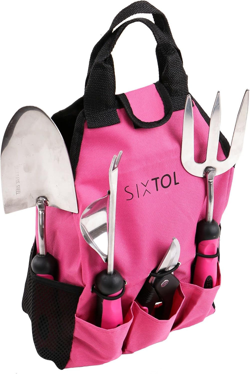 SIXTOL Garden PINK 12 Gartenwerkzeug Set | 12 STK. Garten Zubehör aus Edelstahl | Praktische Gartens