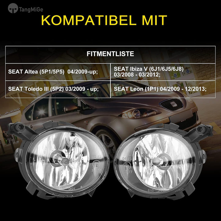 TangMiGe Nebelscheinwerfer Kompatibel mit SEAT Altea (5P1/5P5) 04/2009-up, Ibiza V 5 (6J1/6J5/6J8) 0