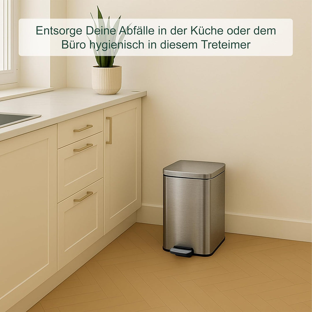 Relaxdays Mülleimer Küche, 20 Liter, entnehmbarer Inneneimer, Fusspedal, mit Müllbeutel, Tretmülleim