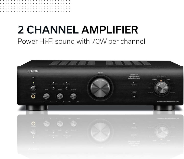 Denon PMA600NE HiFi-Verstärker, Endstufe mit Bluetooth, Phono-Equalizer, 1x Koaxial- &amp; 2x Optischer