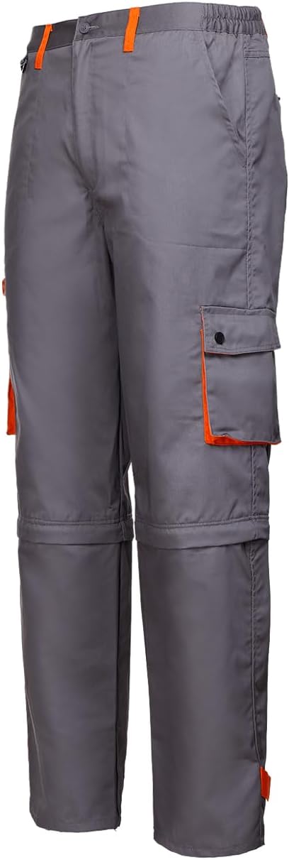 Stenso Desman Herren Bundhosen Cargohose und kurzen Arbeitshosen 2 in 1 - Grau/Orange 54, 54