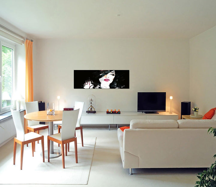 Paul Sinus Art Panoramabild auf Leinwand und Keilrahmen 150x50cm Handmalerei Mädchen Frau Gesicht