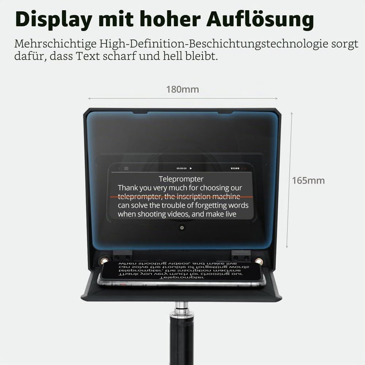Ambitful T1 Pro Teleprompter für Handy mit Desktop-Stativ, schnell einzurichten, tragbares Telepromp