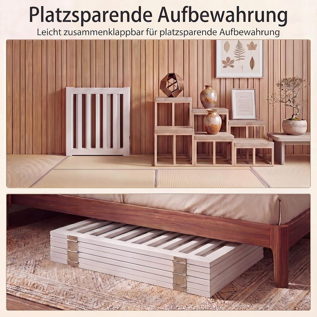 GYMAX 6-teilig Absperrgitter Hund, 61cm Hoch Schutzgitter aus Holz mit 360° Scharnieren &amp; Dreibeinst