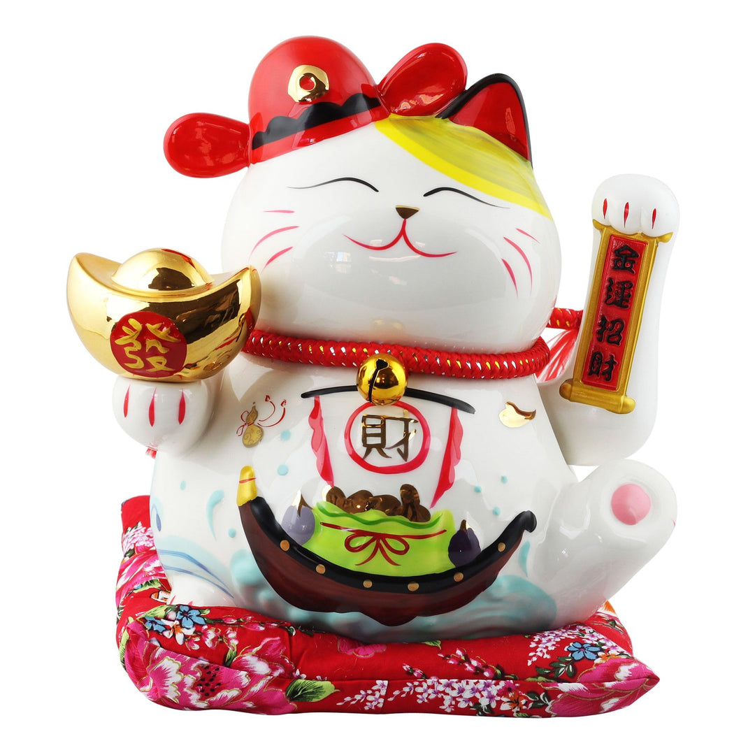 Freak Scene Glückskatze - Maneki-Neko - Winkekatze aus Porzellan 26 cm weiss - Maneki Neko Einheitsg