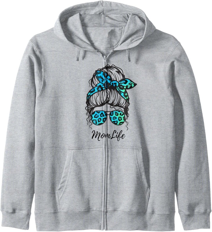 Mom Life MomLife Unordentlicher Dutt Leopardenmuster Lustige Mama Kapuzenjacke