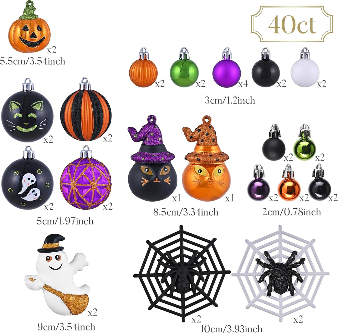Valery Madelyn 40 Stücke Halloween Kugeln Ornamente (Orange, Lila) Orange Lila, Orange Lila