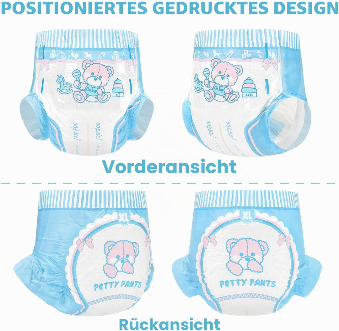 LittleForBig 5500-5800 ml Erwachsenen Gedruckten Windeln 10 Stück - Potty Pants (XL), XL