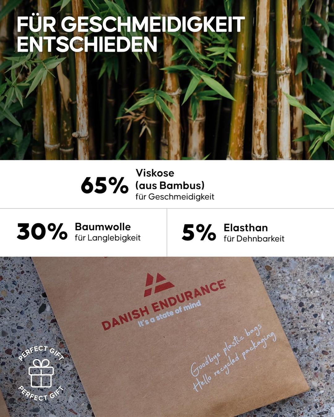 DANISH ENDURANCE Bambus Boxershorts Herren, Superweiche Unterhosen Männer, Bequem, Atmungsaktiv &amp; Et