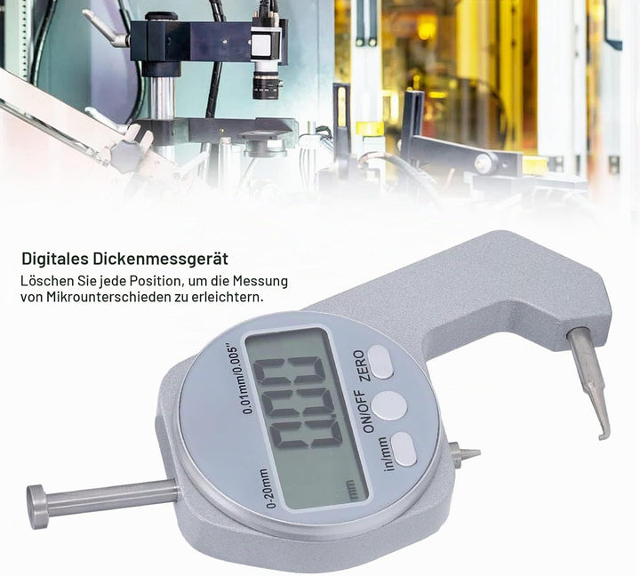 LiebeWH Dickenmesser 0-20 mm Bereich LCD-Digitalanzeige Kleine Mikrometerschraube mit Gebogener Spit