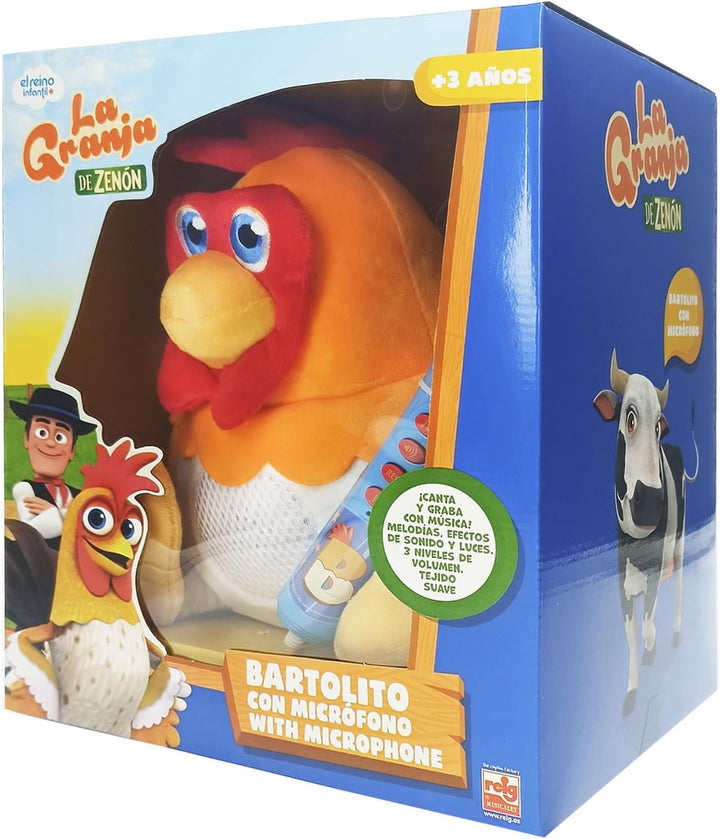 Hahn Bartolito mit Mikrofon Die Farm von Zenon (Reig4935)