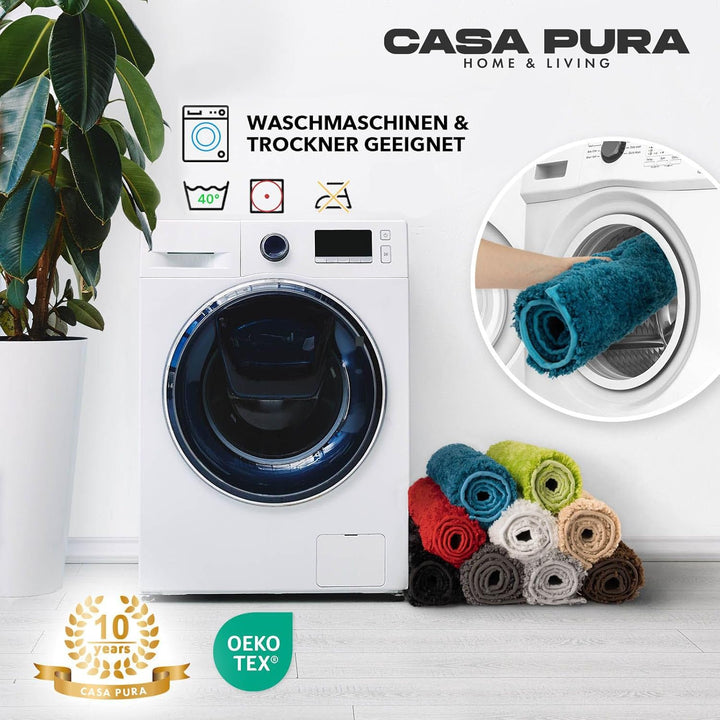 casa pura Badematte türkis weicher, Flauschiger Badezimmerteppich in Shaggy Optik, Badvorleger rutsc