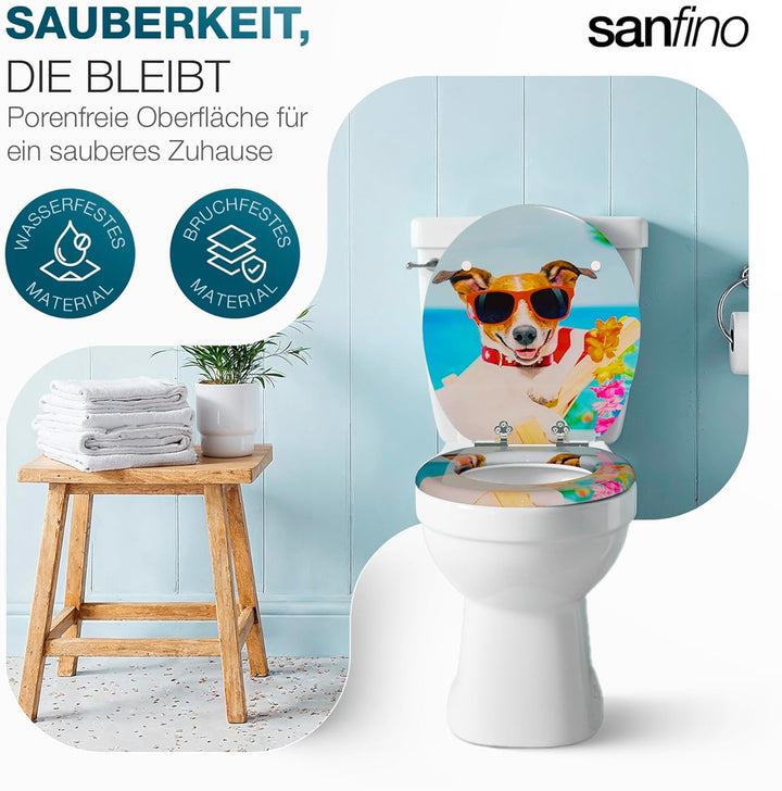 Premium WC Sitz mit Absenkautomatik – hochwertige Toilettendeckel aus Holz, viele bunte Motive, hohe