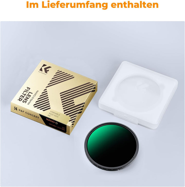 K&amp;F Concept D-Serie Variabler ND Filter ND3-ND1000 Graufilter 55mm(1.5-10 Blendenstufen), 55mm