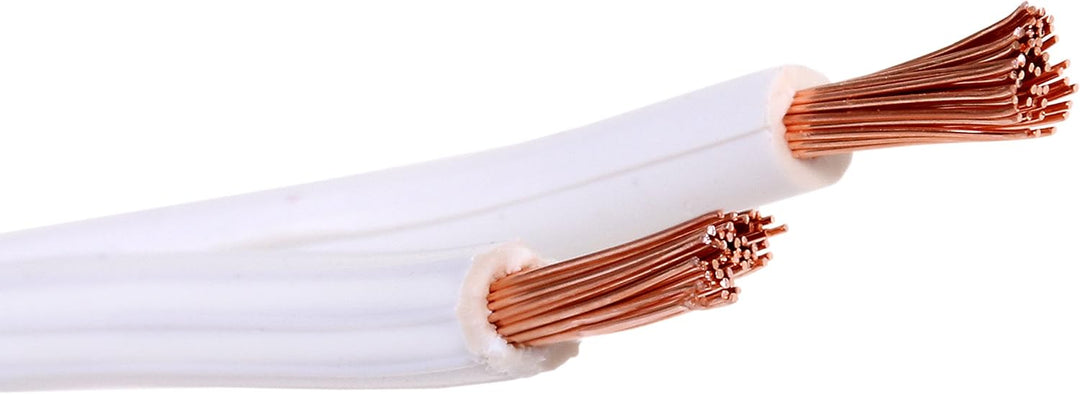 Misterhifi 50 m Lautsprecherkabel 2 x 1,5 mm², Litze: 2 x 48 x 0,2 mm, weiss isoliert, 99,99% OFC Ku