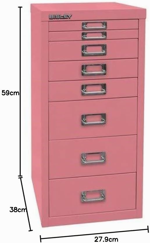 BISLEY MultiDrawer, 29er Serie, DIN A4, 8 Schubladen, Metall, 696 Verkehrsweiss, 38 x 27.9 x 59 cm