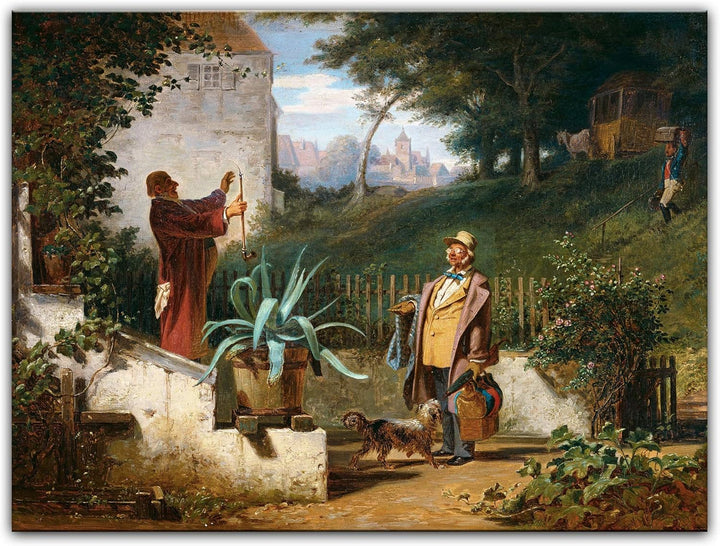 Bilderdepot24 Bild auf Leinwand | Carl Spitzweg Jugendfreunde in 80x60 cm als Wandbild | Wand-deko D