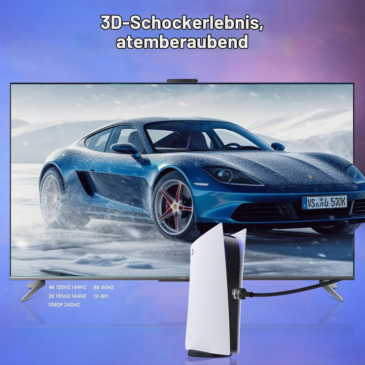 Etseinri 10K 8K HDMI 2.1 Kabel 3M 2Pack, Zertifiziert 48Gbps Ultra High Speed HDMI® Kabel 4K 240Hz 1