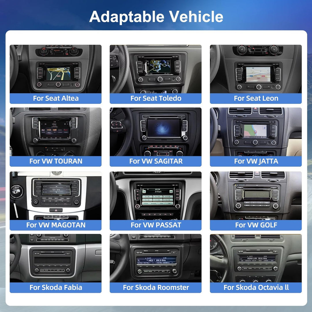 Podofo 2-DIN Autoradio für VW Altea Golf 5 6 Toledo Leon Passat Jatta Caddy Skoda Touran mit IOS Car