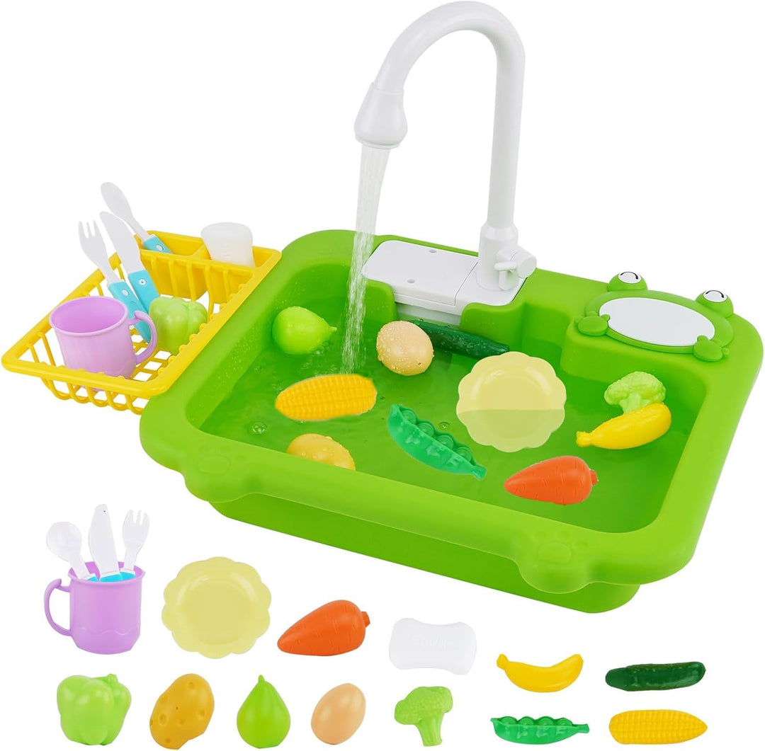 Küchenspüle Spielzeug mit fliessendem Wasser, küchen Spielzeug Kinder mit Wasser-Recycling Wasserhah