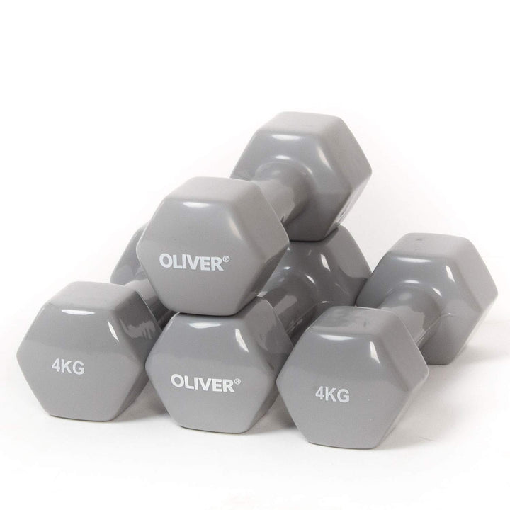 4x OLIVER Vinyl Hantel Aerobic Pilates Kurzhanteln 4 kg, 4 kg
