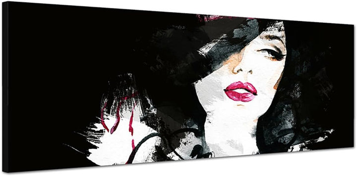 Paul Sinus Art Panoramabild auf Leinwand und Keilrahmen 150x50cm Handmalerei Mädchen Frau Gesicht