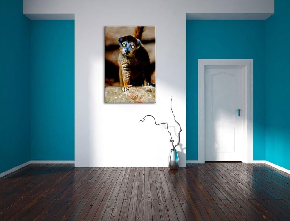 kleiner Sifaka Deluxe Format: 100x70 cm auf Leinwand, XXL riesige Bilder fertig gerahmt mit Keilrahm