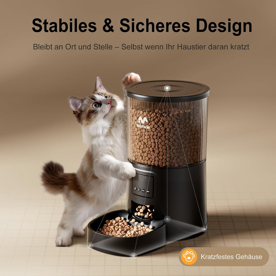 IMIPAW Futterautomat Katze, 5G | 2.4G WiFi Katzenfutter Automat, APP-Steuerung Futterspender für Kat