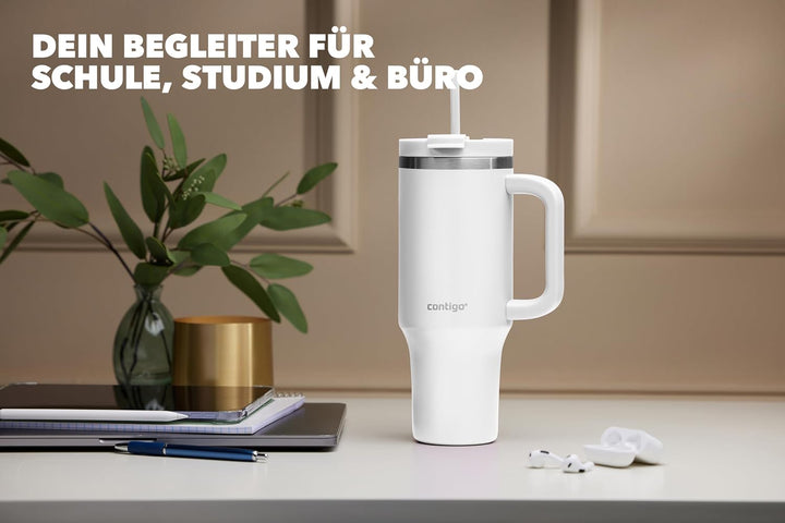 Contigo Streeterville Thermosflasche 1200 ml mit Henkel und Strohhalm | Isolierte Thermo-Trinkflasch