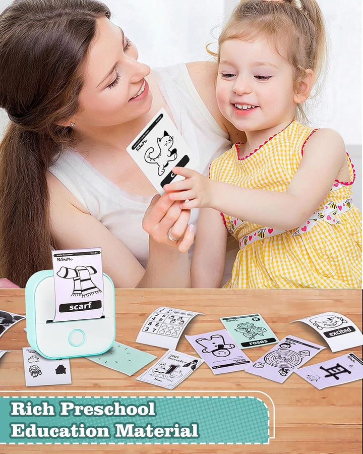 Memoking Grün T02 Mini Drucker Mini Thermodrucker Aufkleberdrucker