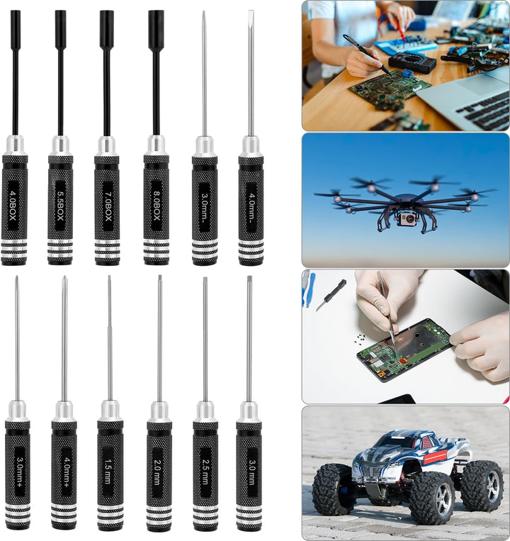 QWORK® 18 in 1 RC Werkzeugsatz, RC Werkzeug set, für RC Autos, Boote, Renndrohnen, Roboter 18pcs, 18