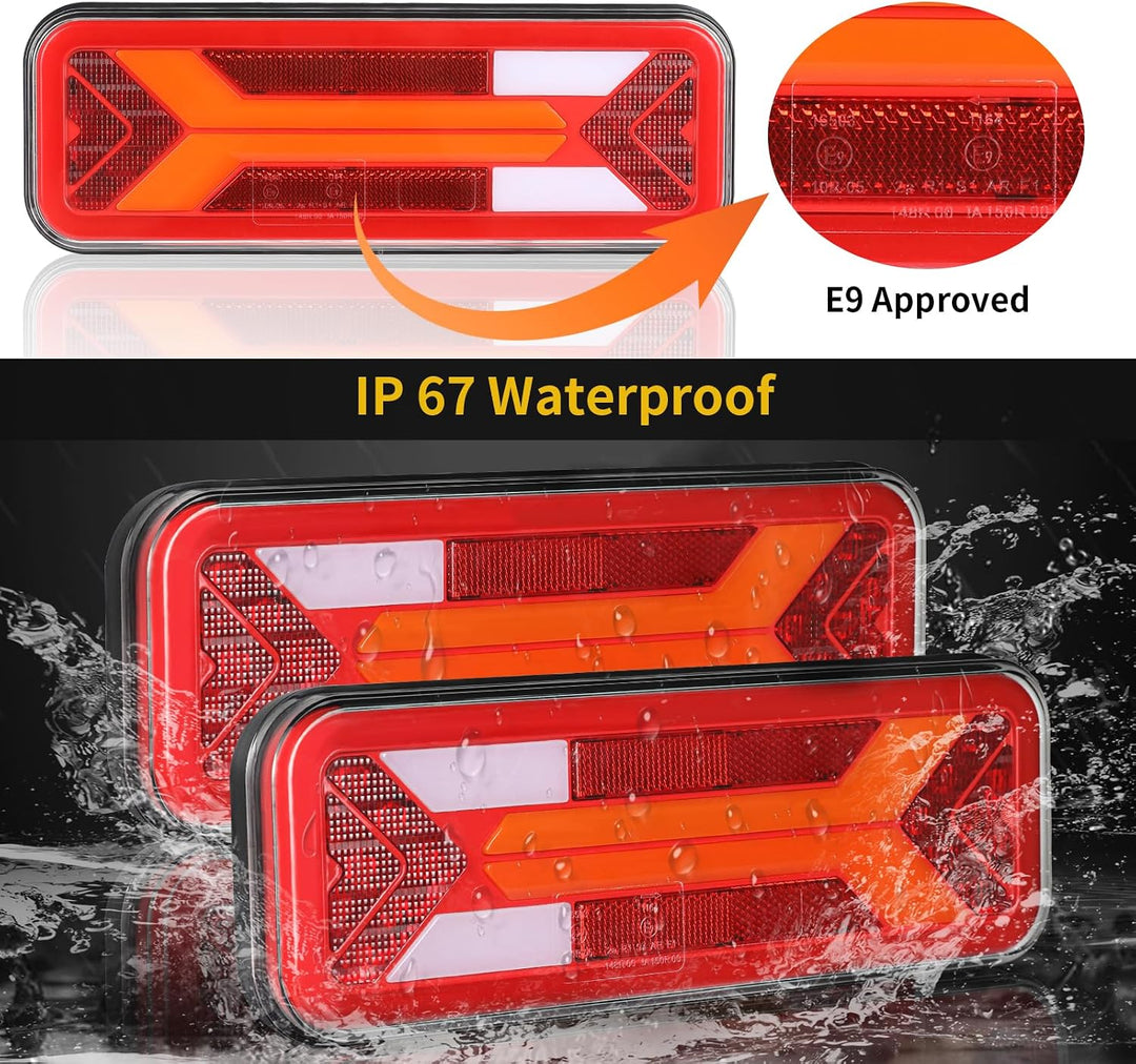 AOHEWEI 2 Stück Anhänger-Rücklichter, 12 V/24 V, superhell, wasserdicht, Blinker, Bremse, Rückwärtsg