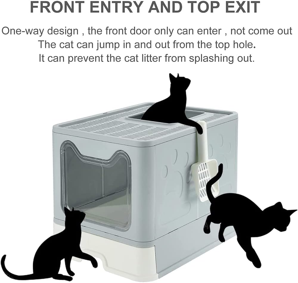Faltbare Katzentoilette für Kätzchen mit Deckel, geschlossene Katzentoilette, selbstreinigende Katze