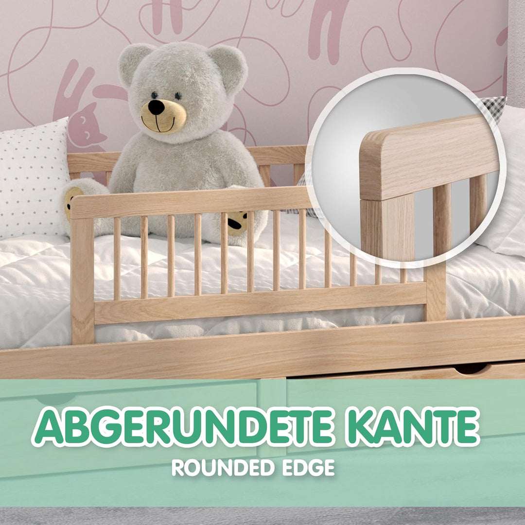 CADANI Kinder Bettgitter Baby Bettschutzgitter klappbarer Rausfallschutz aus Massivholz für Elternbe