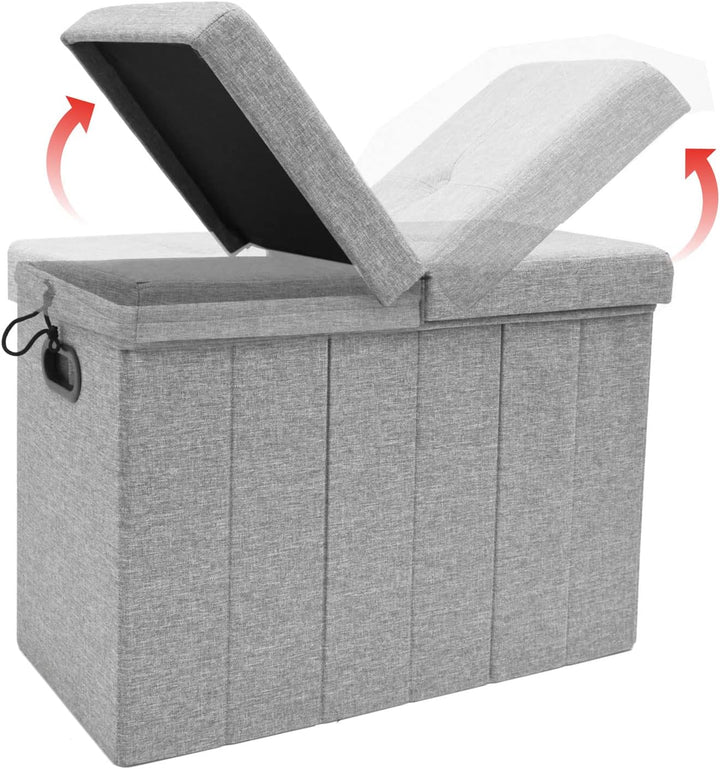 DuneDesign 85 Liter Wäschekorb mit Deckel &amp; Wäschesack - 62x31 Wäschekorb mit Sitzfunktion - Faltbar
