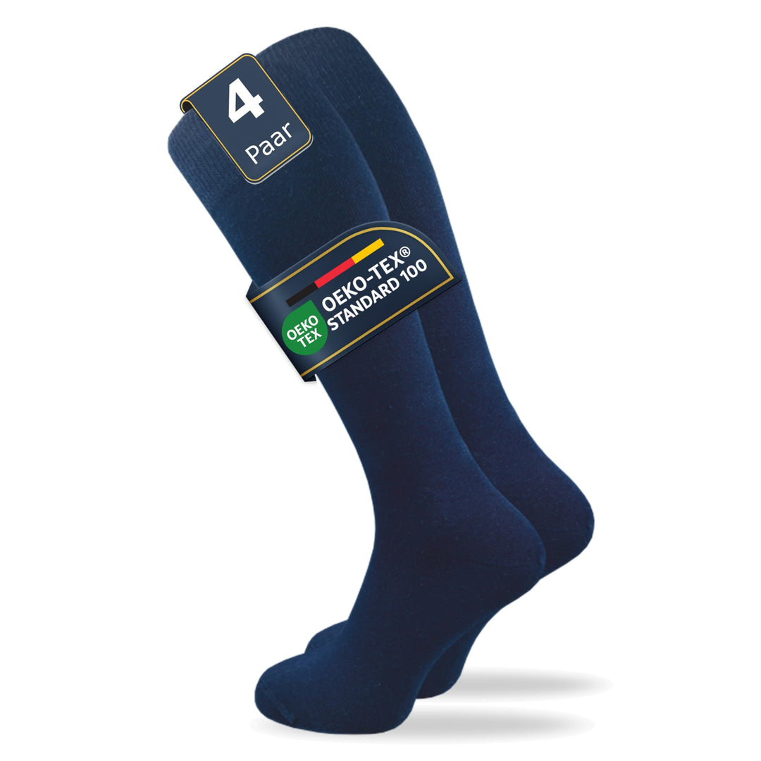 GAWILO Damen &amp; Herren Kniestrümpfe (4 Paar) lange Socken mit Komfortbund aus 80% Baumwolle | kein Ve