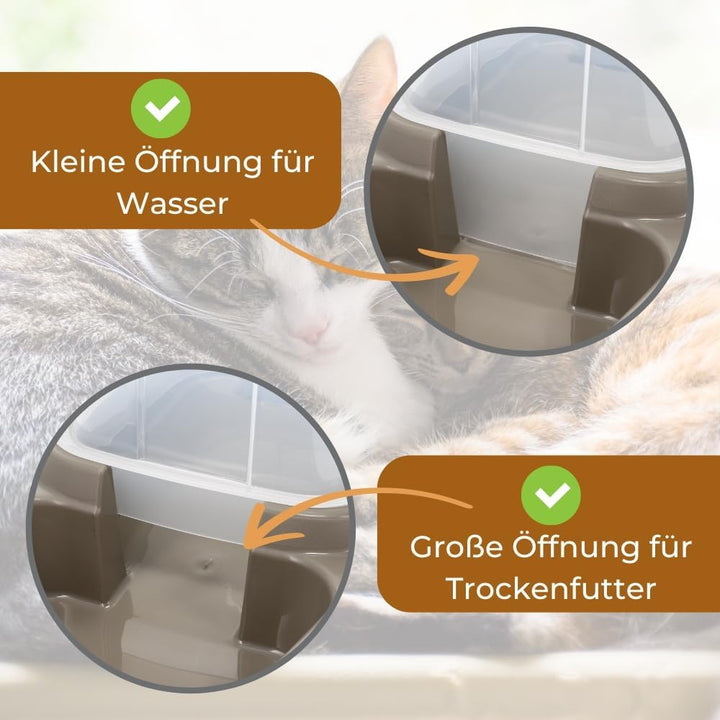 2er Set Automatischer Futterspender Wasserspender 2in1 Futterautomat Wasserautomat für Hunde Katzen