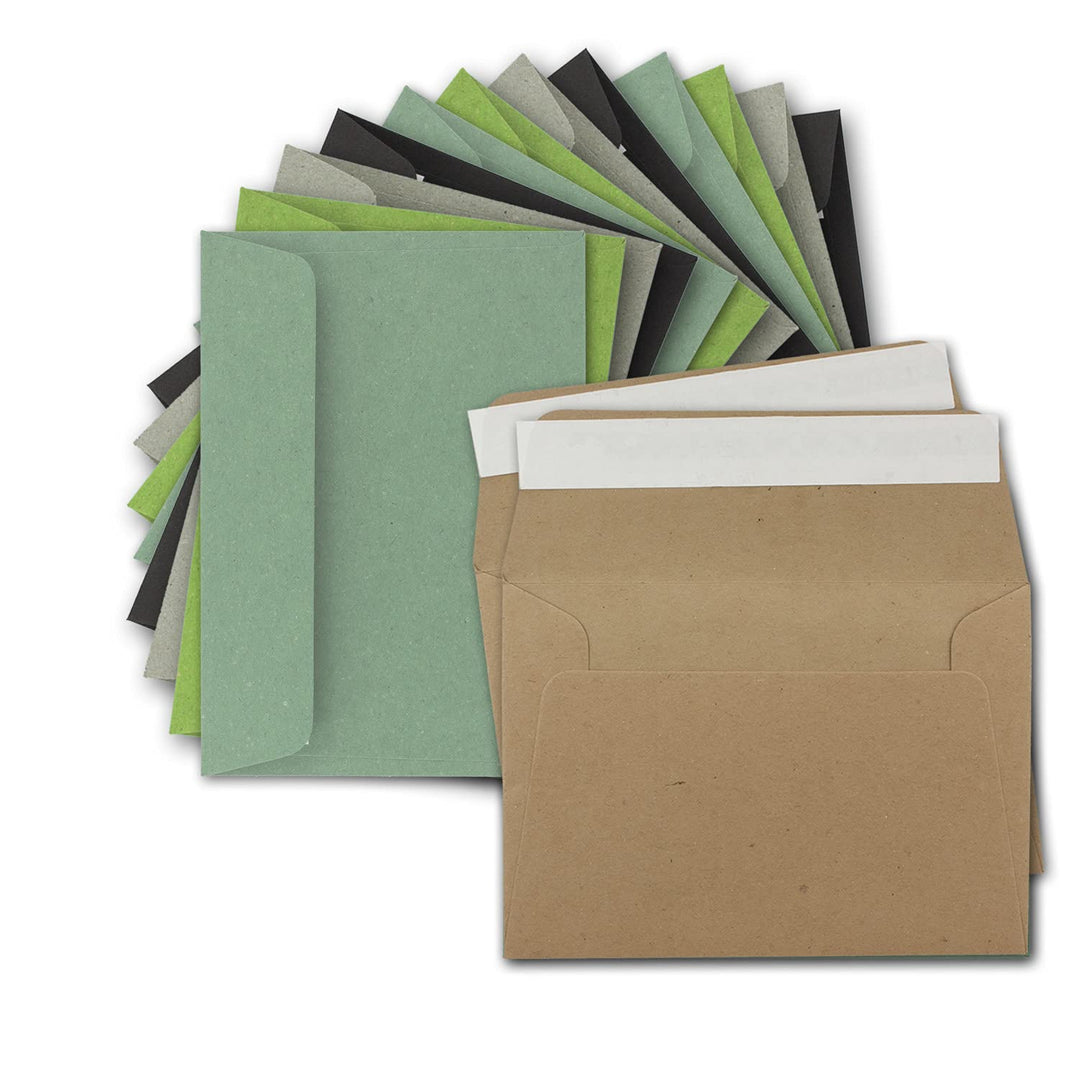 700x Vintage-Umschläge DIN B6 125 x 176 mm Kraftpapier - Farbenmix Paket - Recycling Kuverts mit Haf