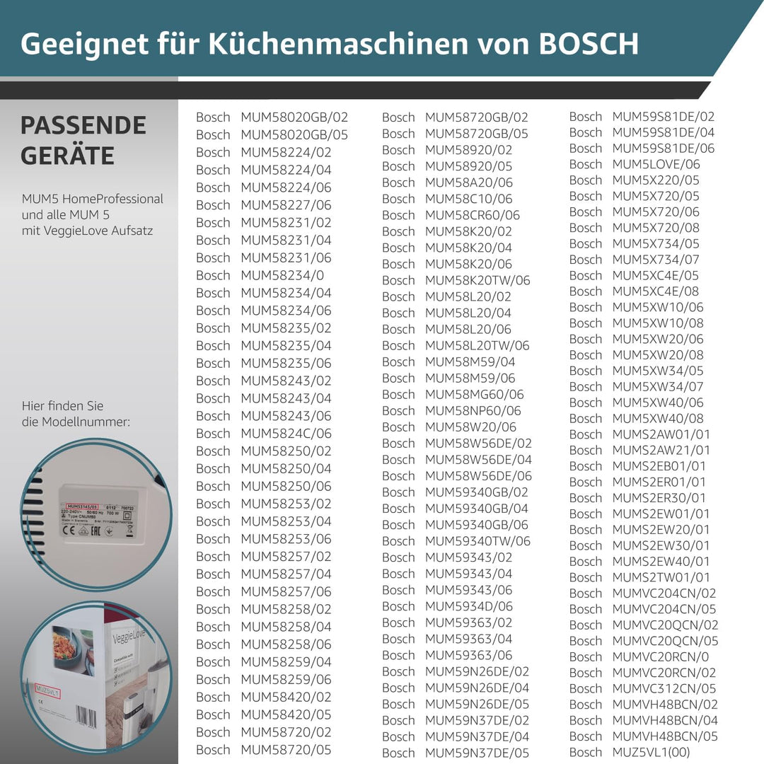 2x Mitnehmer 155 mm kompatibel mit Bosch MUM 5, MUMS MUMV MUZ5, HomeProfessional Exclusiv, VeggieLov