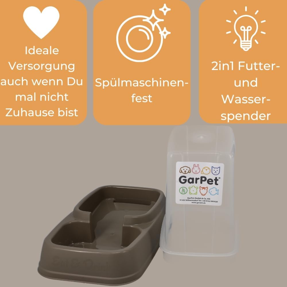 2er Set Automatischer Futterspender Wasserspender 2in1 Futterautomat Wasserautomat für Hunde Katzen