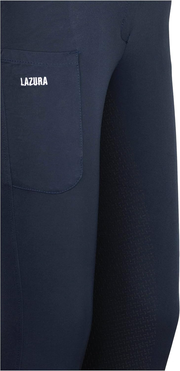 Lazura - Damen Reithose Pia | Vollbesatz aus Silikon | Reiterhose mit seitlicher Handytasche &amp; 4 Ein
